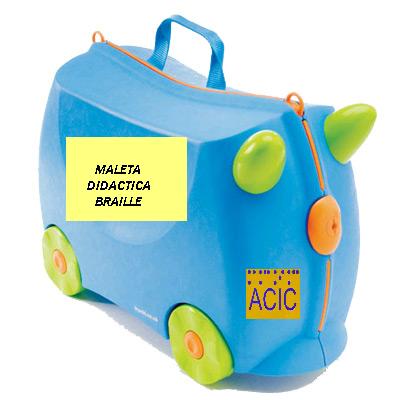 Dibuix d’una maleta amb les lletres: maleta didàctica Braille
